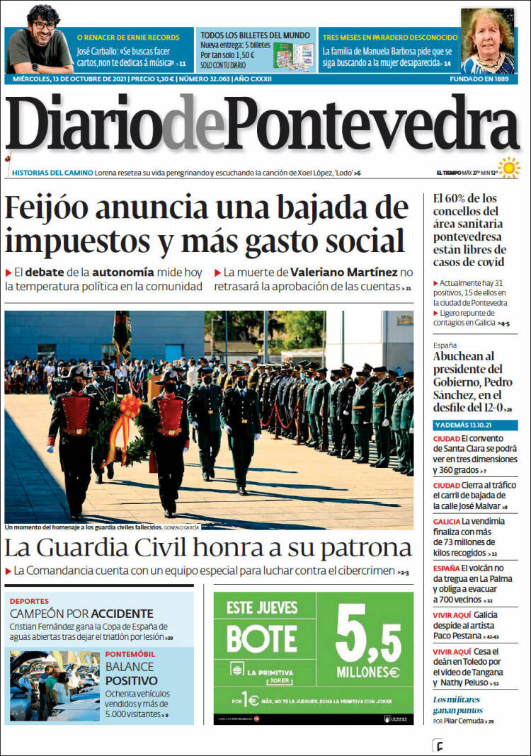 Portada de Diario de Pontevedra (España)