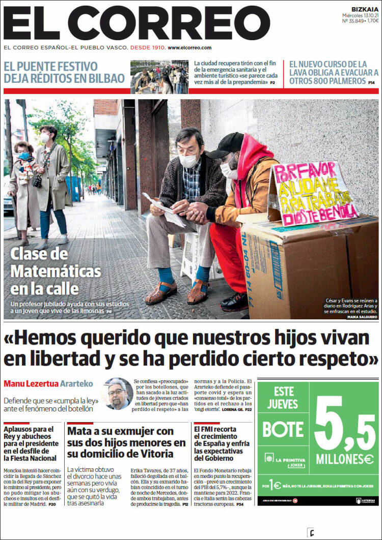 Portada de El Correo (España)