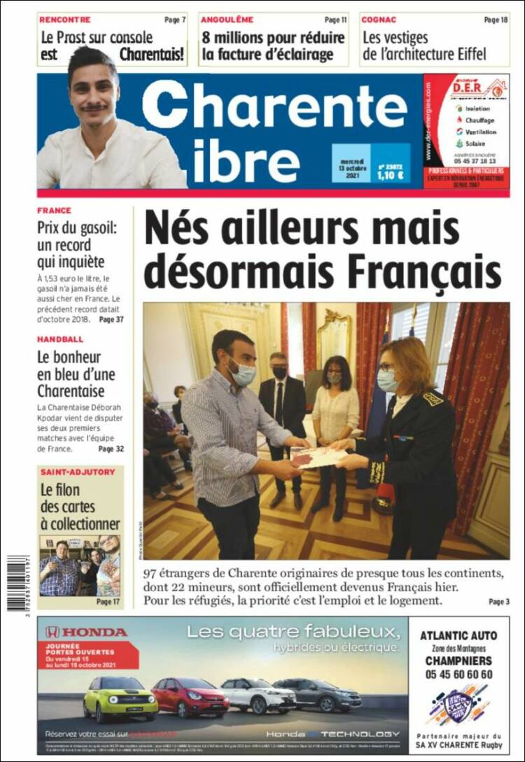 Portada de Charente Libre (Francia)