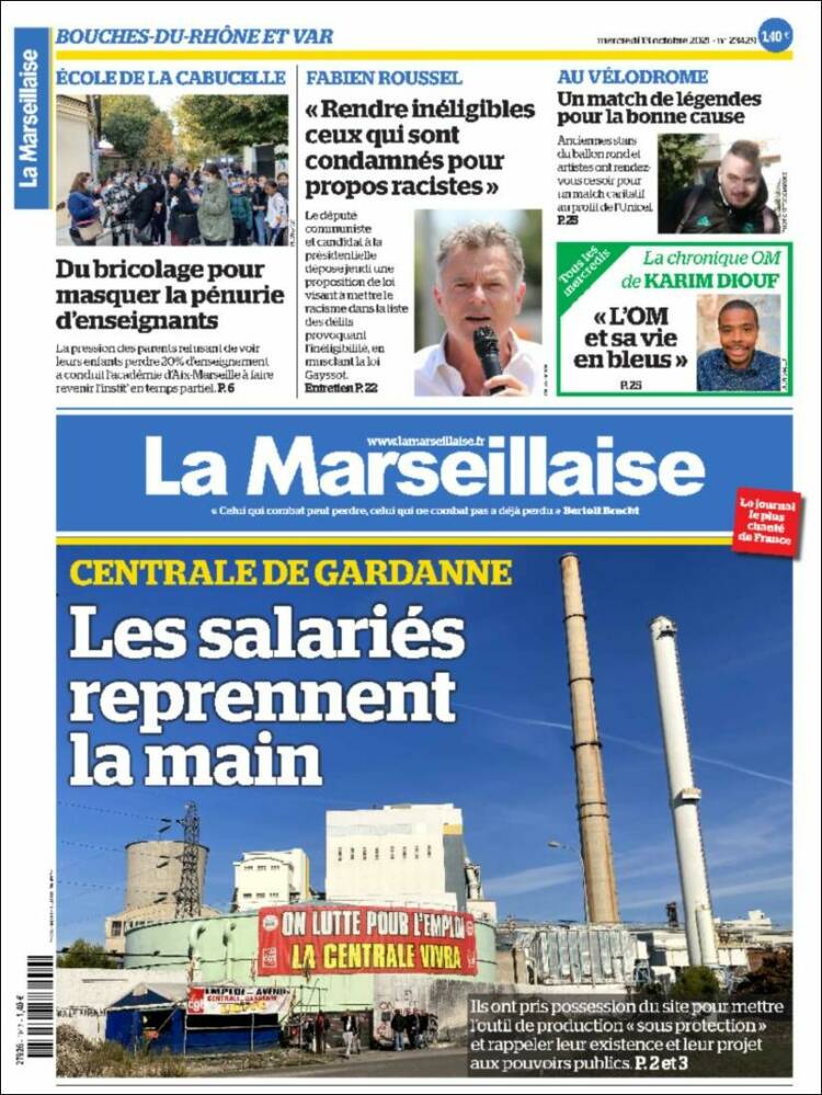 Portada de La Marseillaise (Francia)