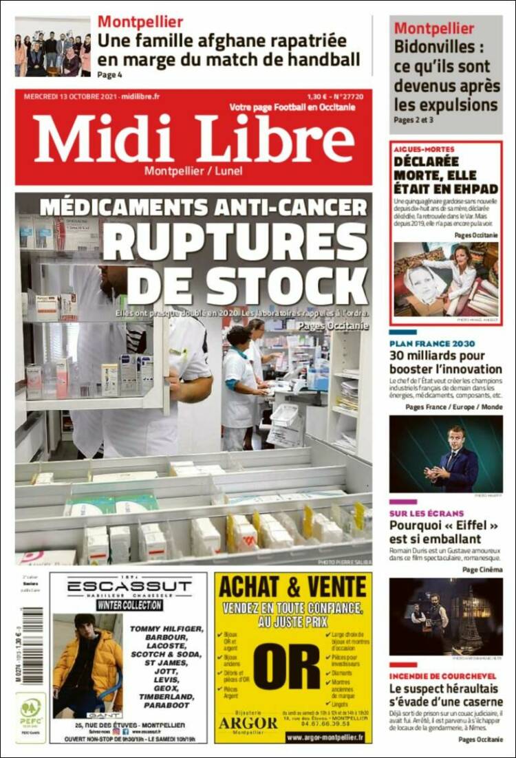 Portada de Midi Libre (Francia)