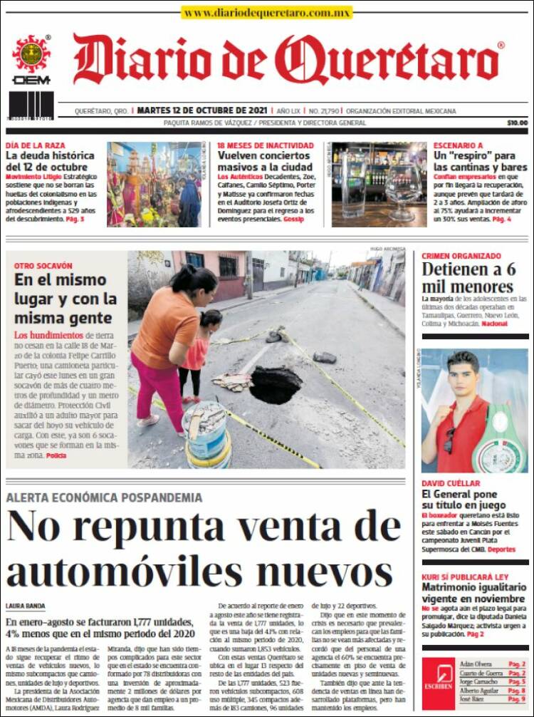 Portada de Diario de Querétaro (M&eacute;xico)