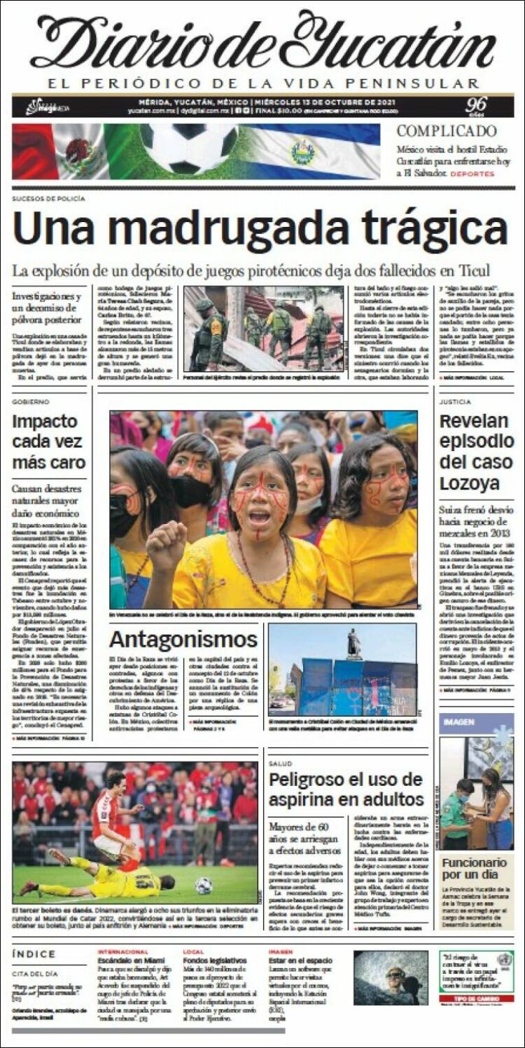 Portada de Diario de Yucatán (M&eacute;xico)
