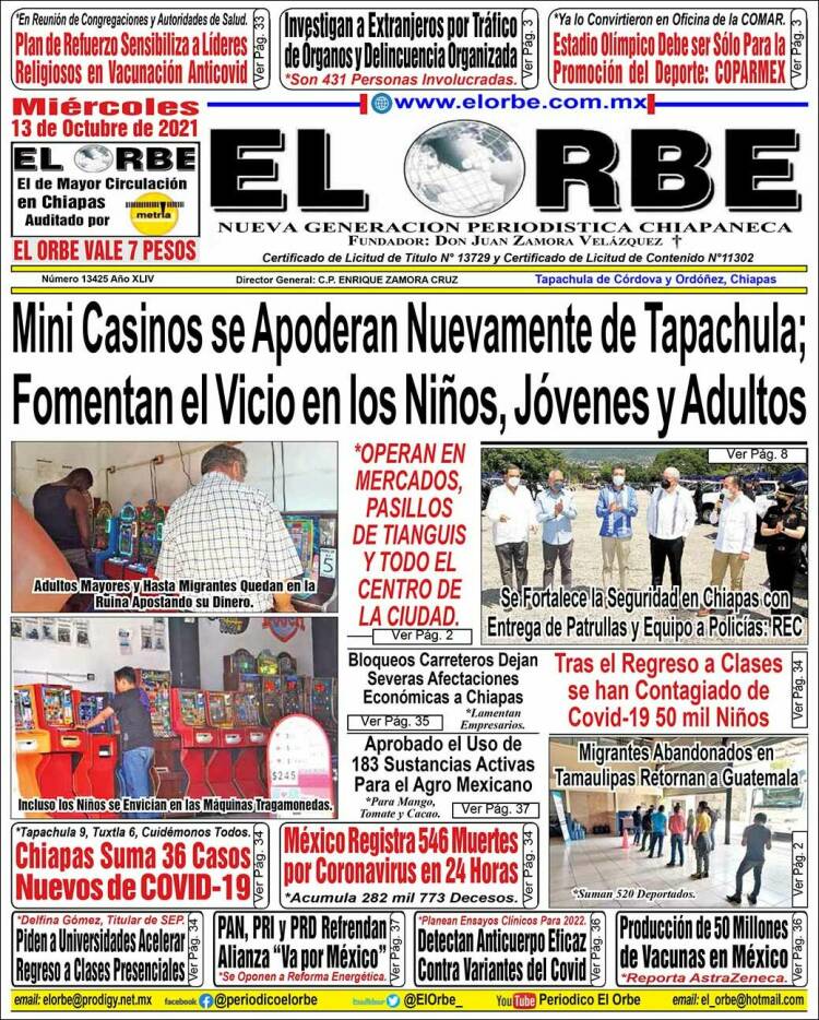 Portada de El Orbe (M&eacute;xico)