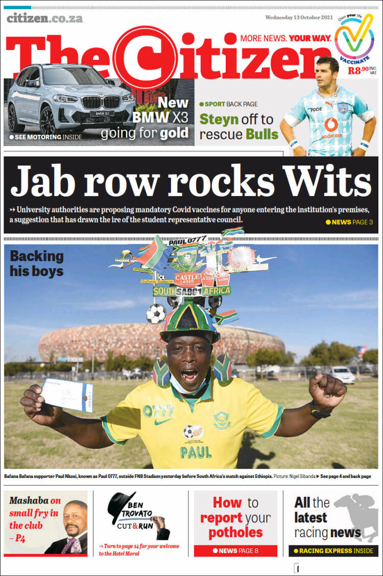 Portada de The Citizen (Sud&aacute;frica)