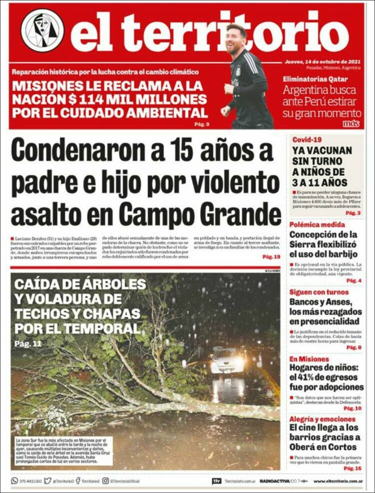 Portada de El Territorio (Argentina)