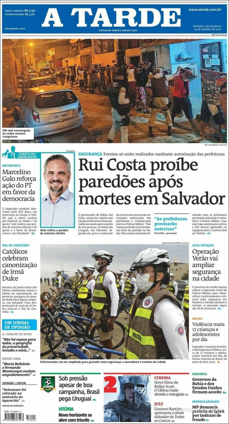 Portada de Diário A Tarde (Brasil)