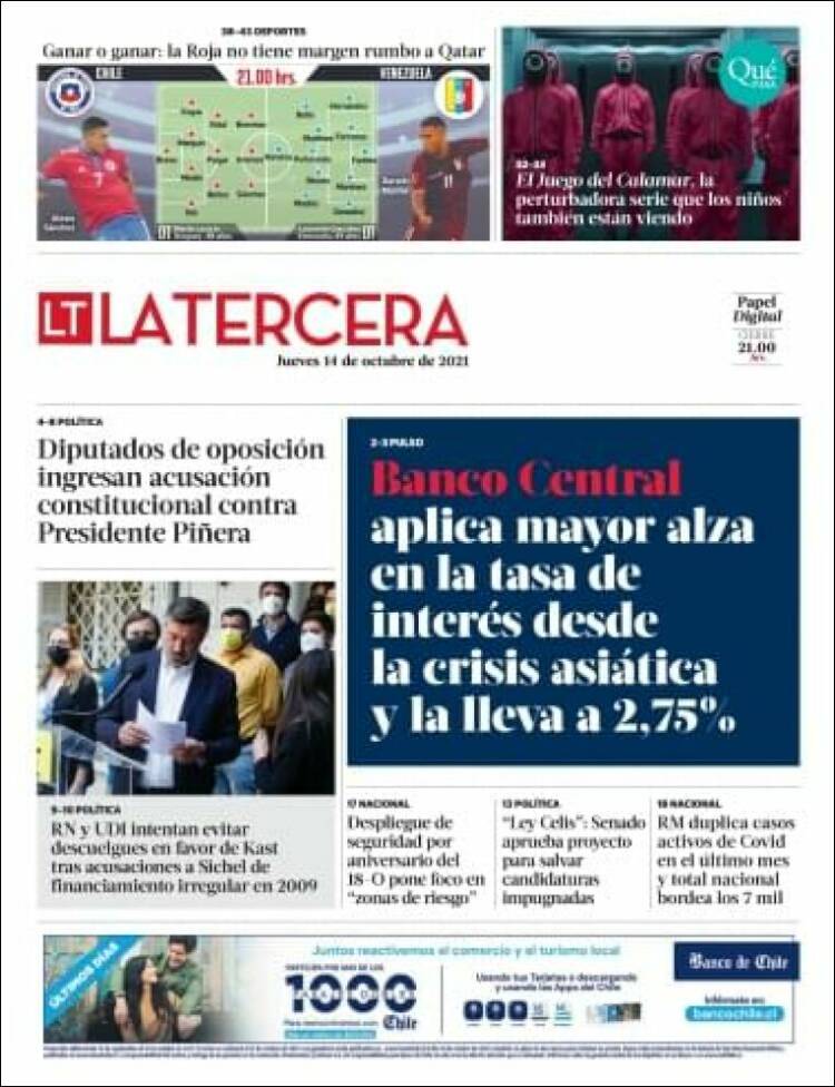 Portada de La Tercera (Chile)