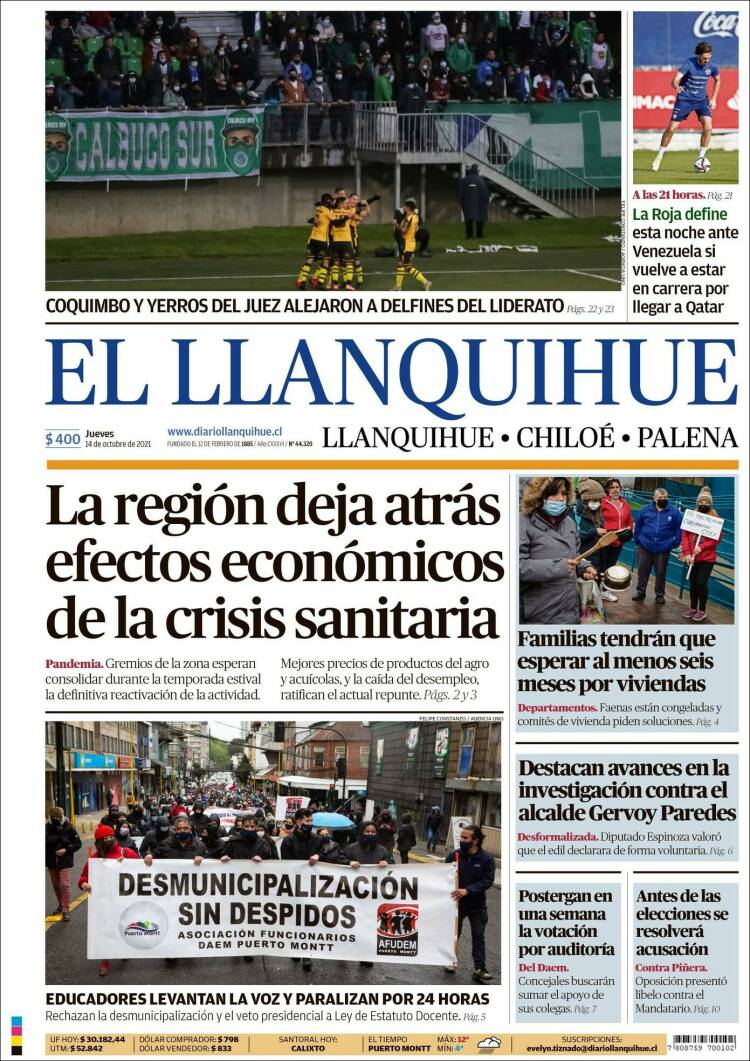 Portada de El Llanquihue (Chile)
