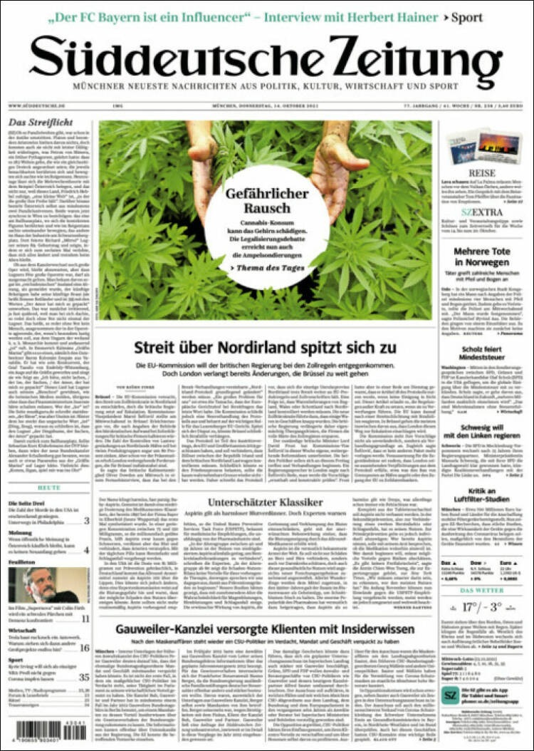 Portada de Sueddeutsche (Alemania)