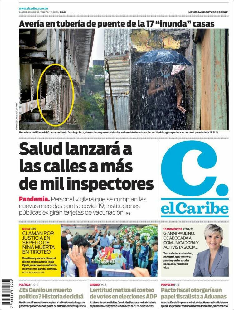 Portada de El Caribe (R. Dominicana)