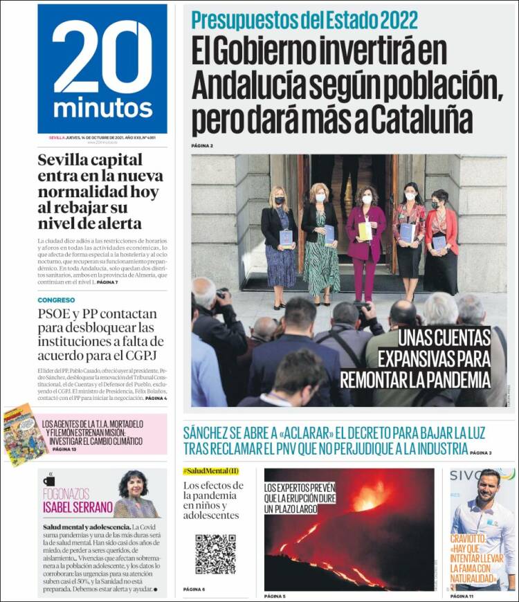 Portada de 20 Minutos - Sevilla (Spain)