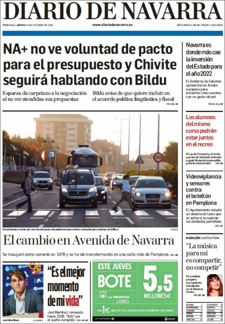 Portada de Diario de Navarra (España)