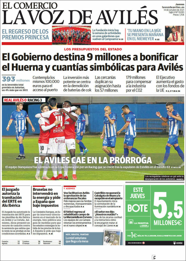 Portada de El Comercio - Avilés (España)