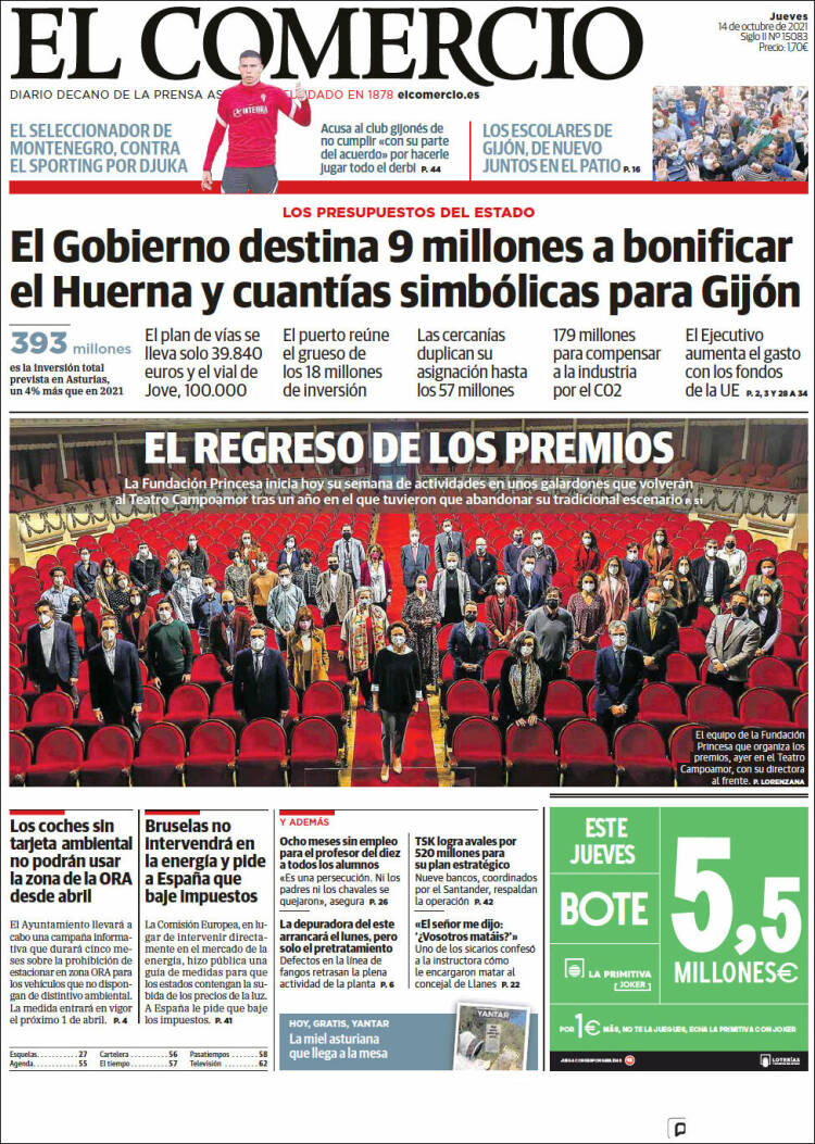 Portada de El Comercio - Gijón (España)