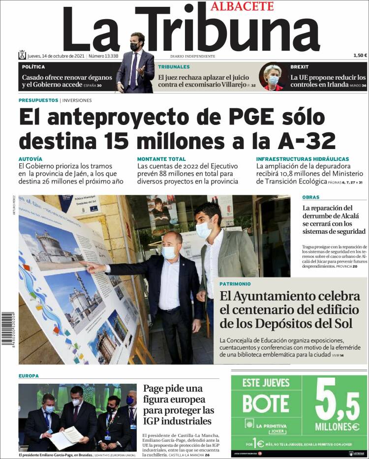 Portada de La Tribuna de Albacete (España)