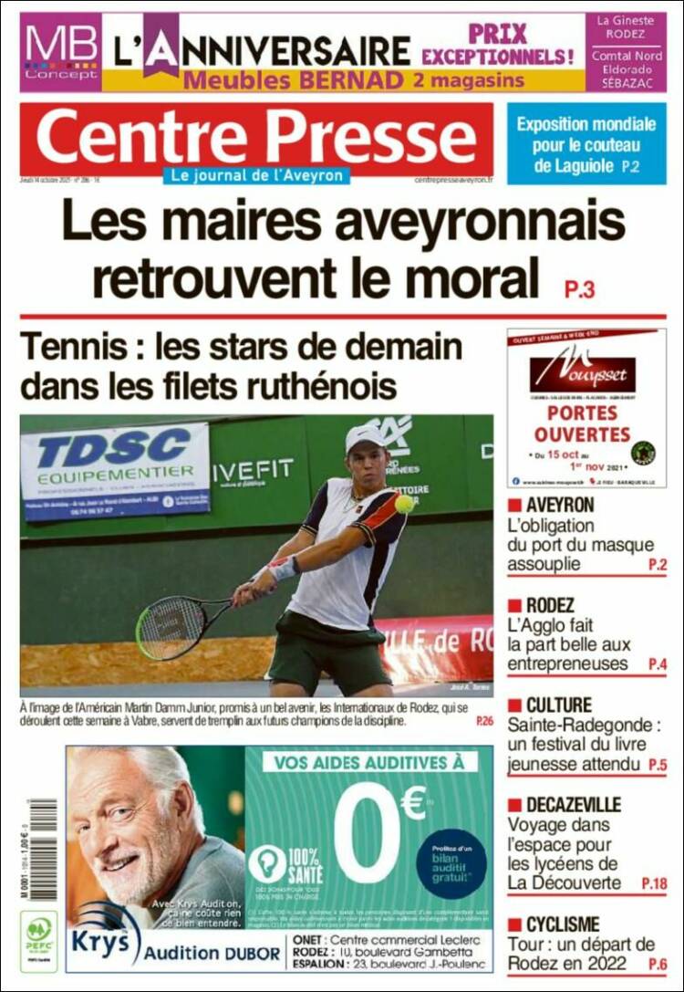 Portada de Centre Presse (Francia)