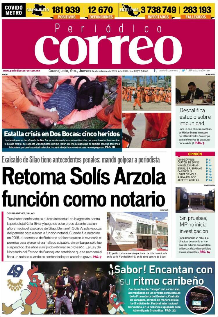 Portada de Correo - El diario del Estado de Guanajuato (M&eacute;xico)