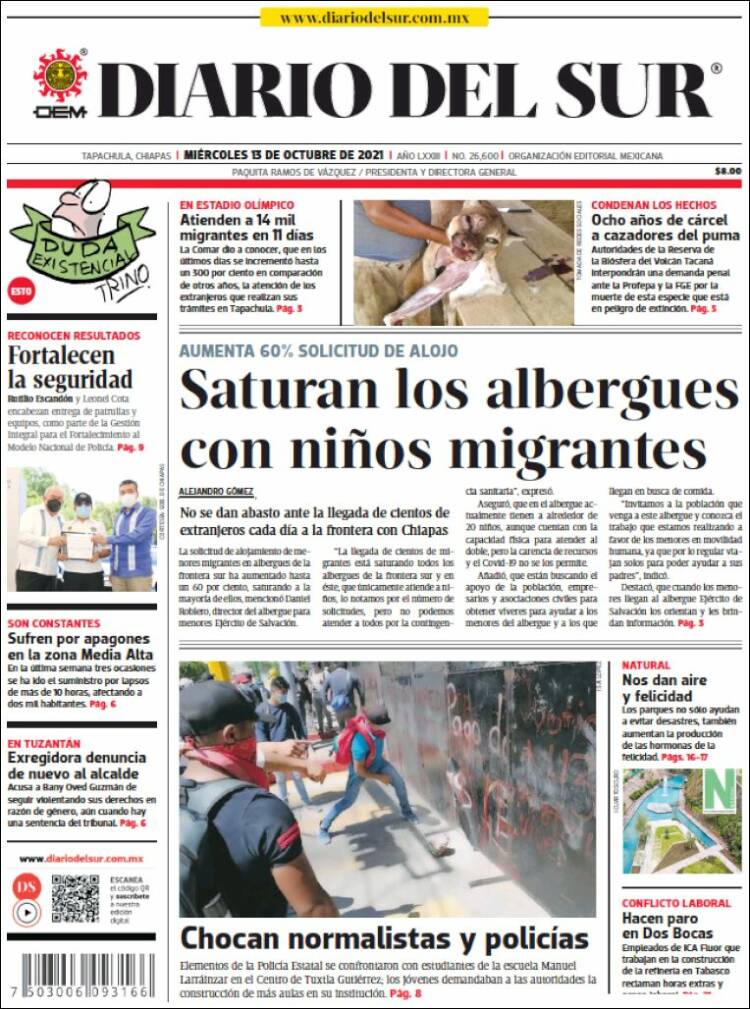 Portada de El Diario del Sur (M&eacute;xico)