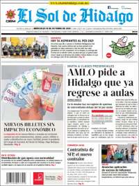 Portada de El Sol de Hidalgo (Mexique)