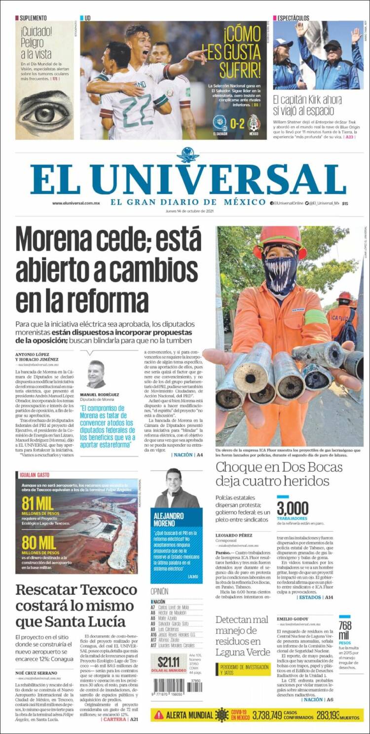 Portada de El Universal (M&eacute;xico)