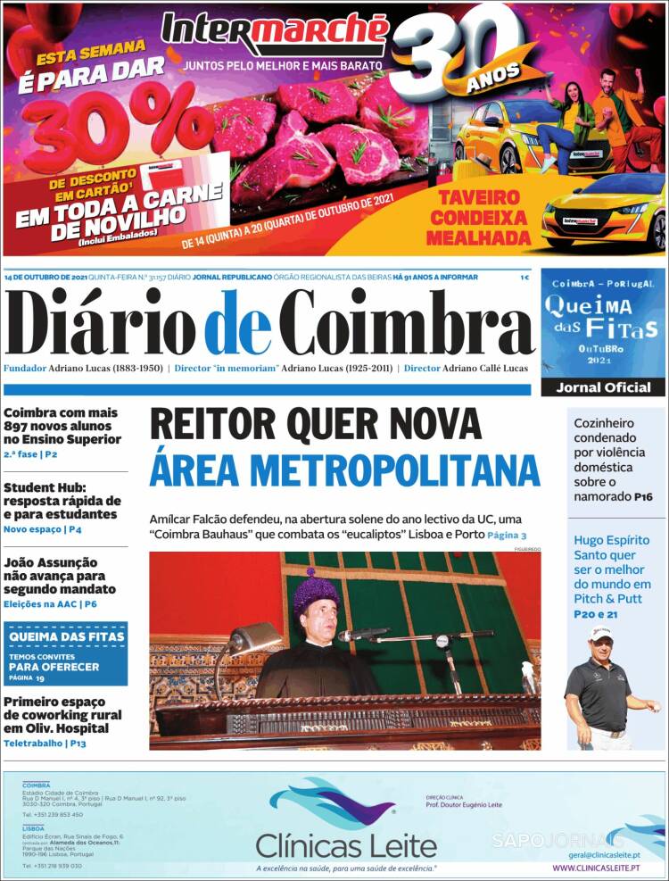 Portada de Diário de Coimbra (Portugal)