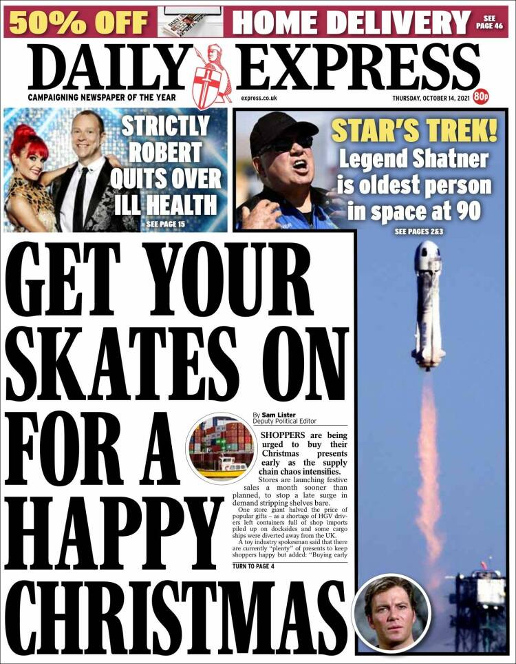 Portada de Daily Express (Reino Unido)