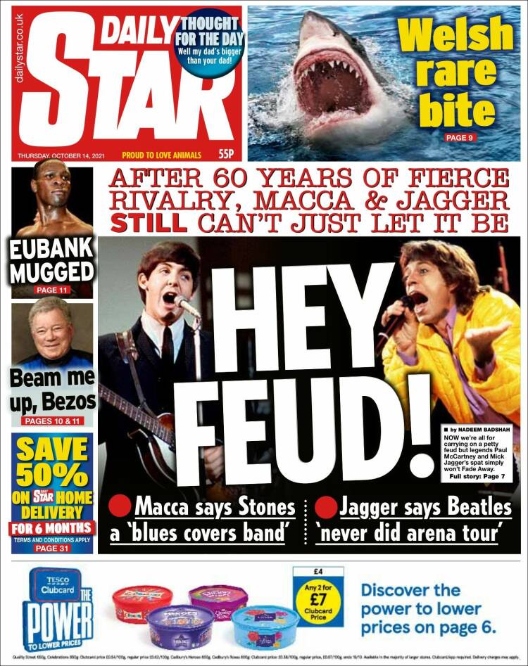 Portada de Daily Star (Reino Unido)