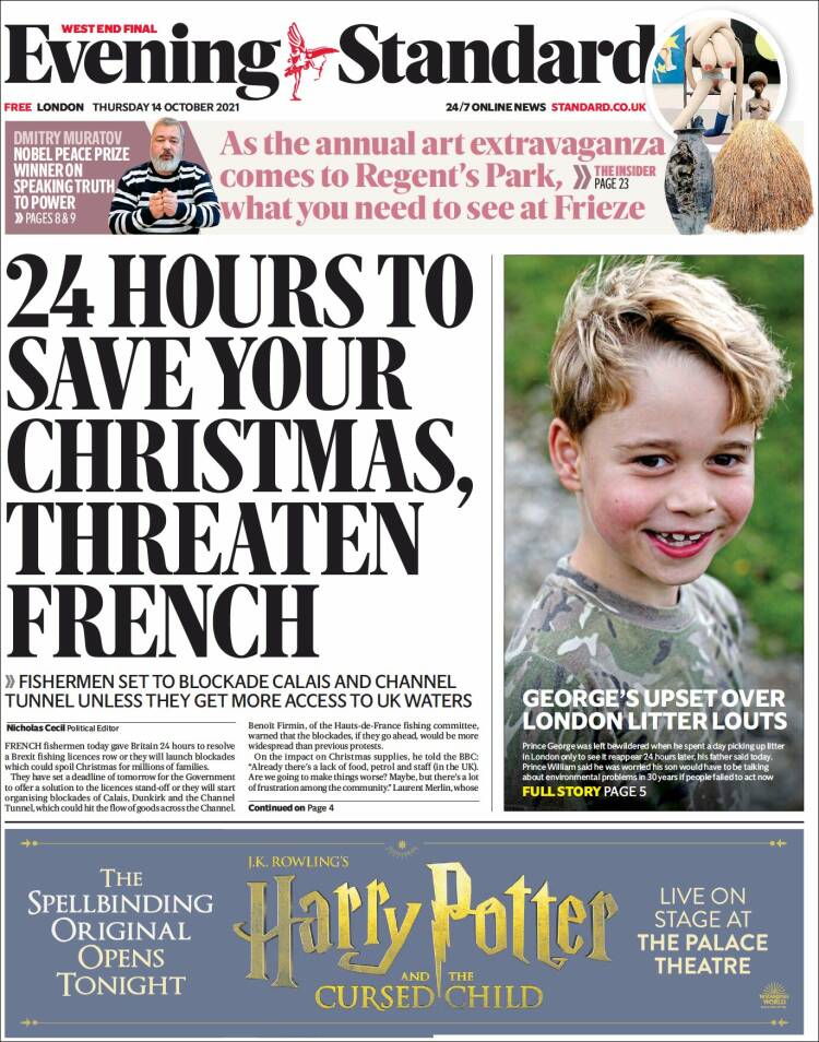 Portada de Evening Standard (Reino Unido)