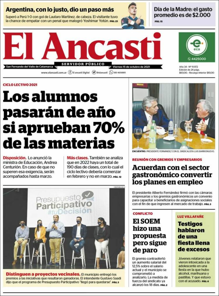 Portada de El Ancasti (Argentina)