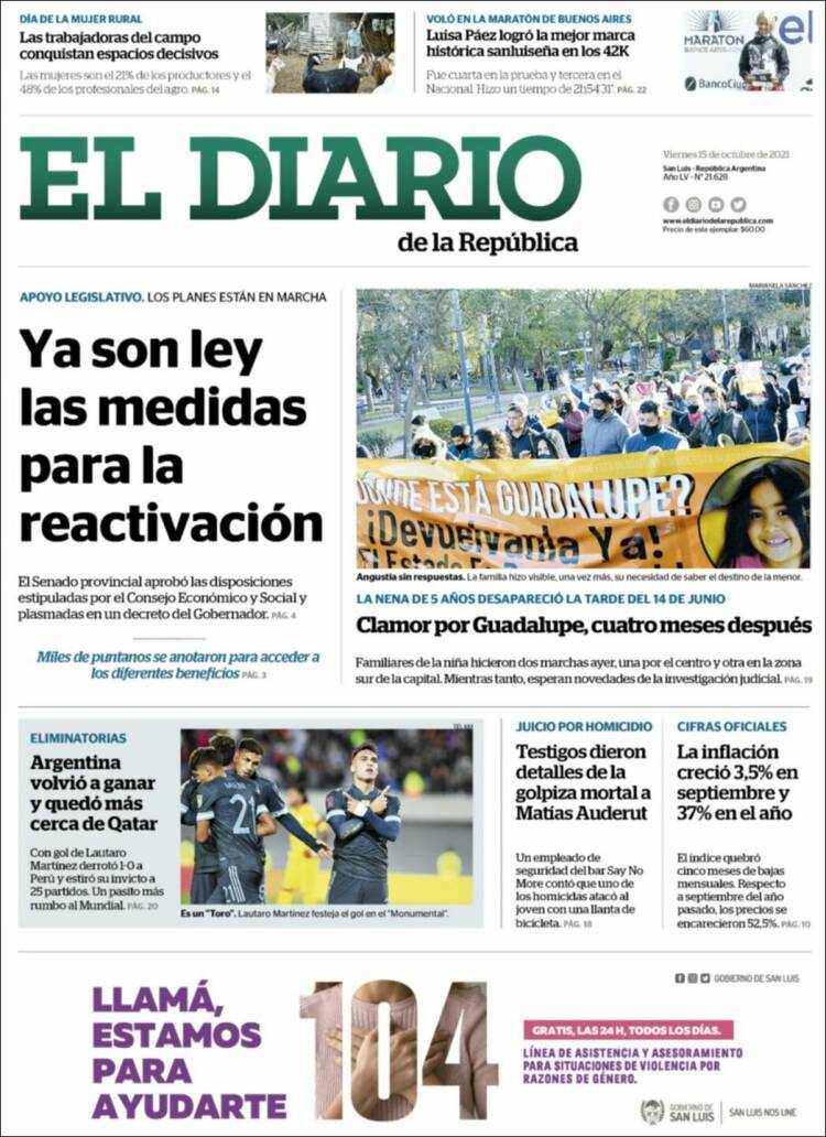 Portada de Diario de la República (Argentina)