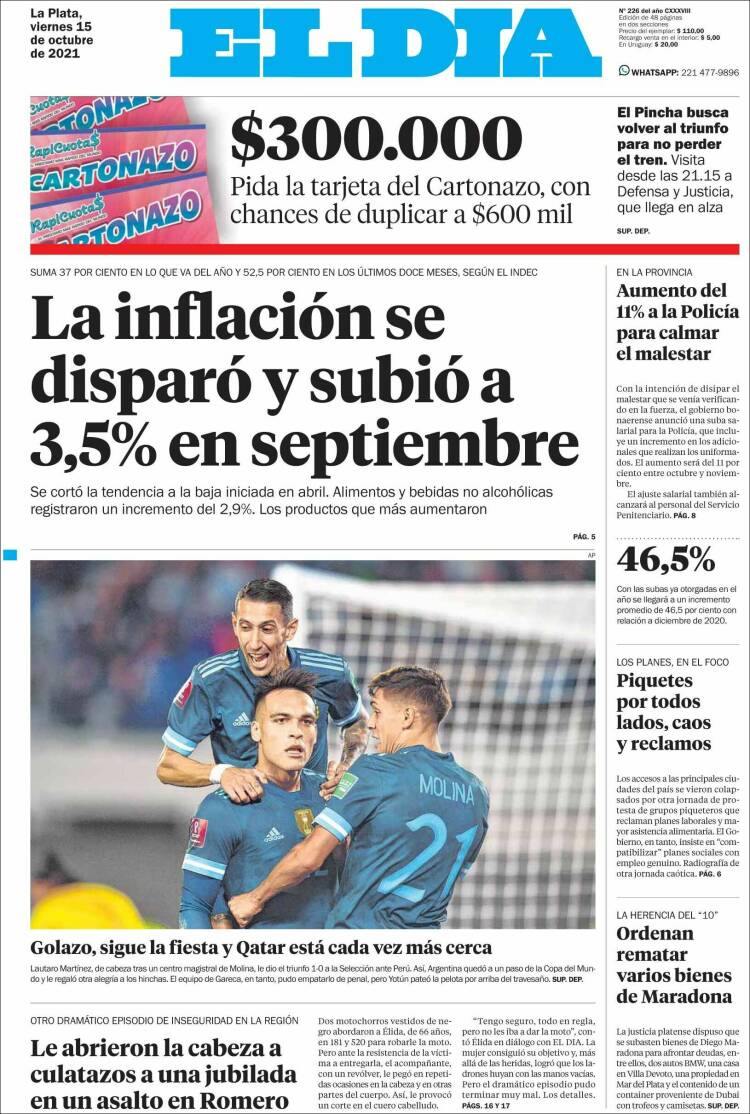 Portada de El Día de la Plata (Argentina)