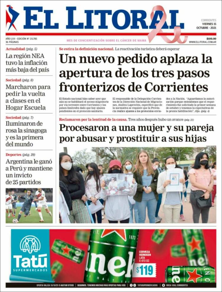 Portada de El Litoral Corrientes (Argentina)