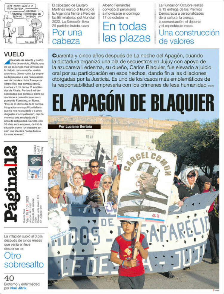 Portada de Página/12 (Argentina)