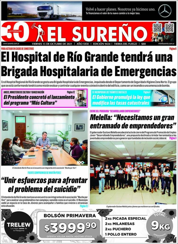 Portada de Diario El Sureño (Argentina)