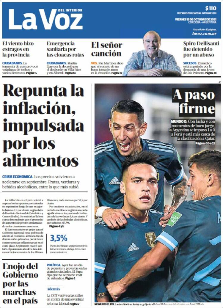 Portada de La Voz del Interior (Argentina)