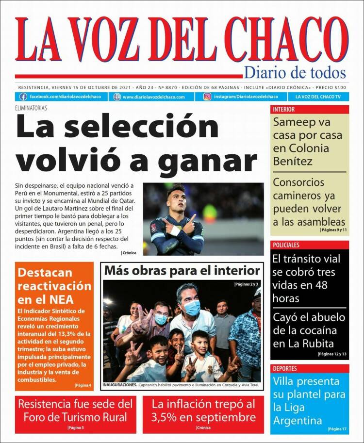 Portada de La Voz del Chaco (Argentina)