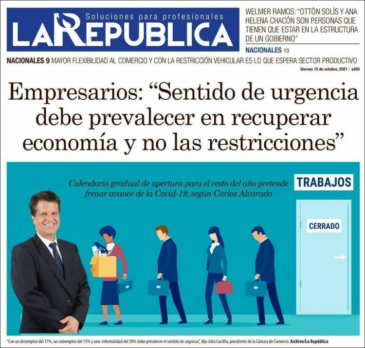 Portada de La República (Costa Rica)