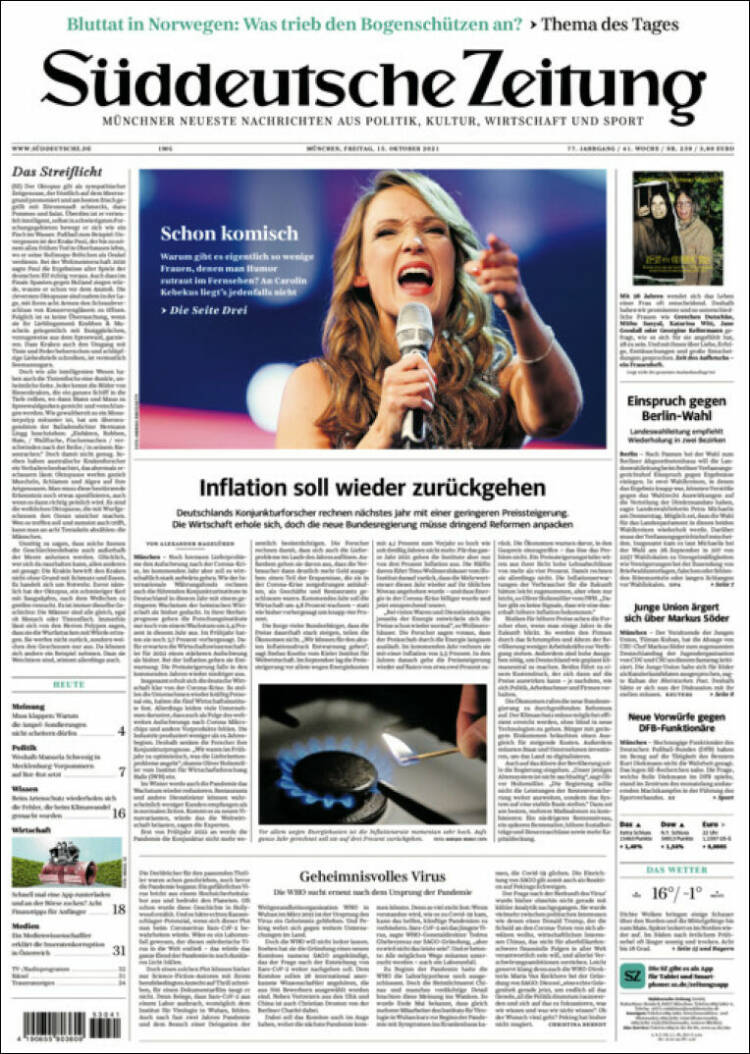 Portada de Sueddeutsche (Alemania)