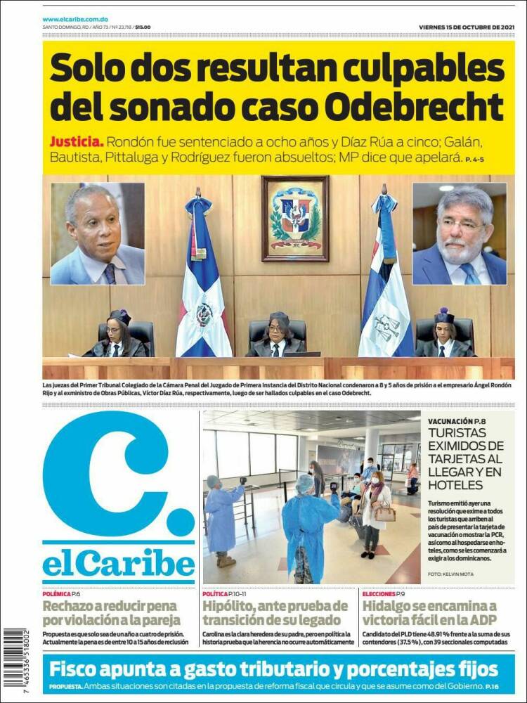 Portada de El Caribe (R. Dominicana)