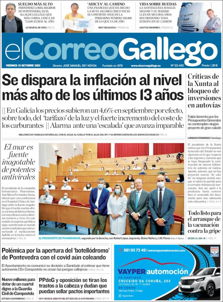 Portada de El Correo Gallego (España)