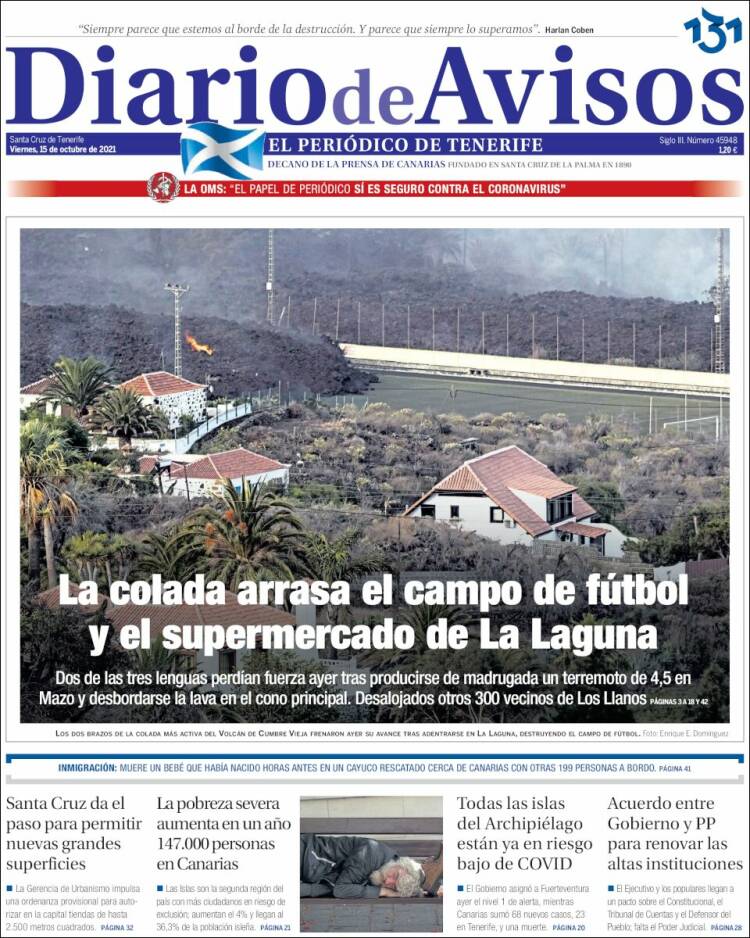 Portada de Diarios de Avisos (España)