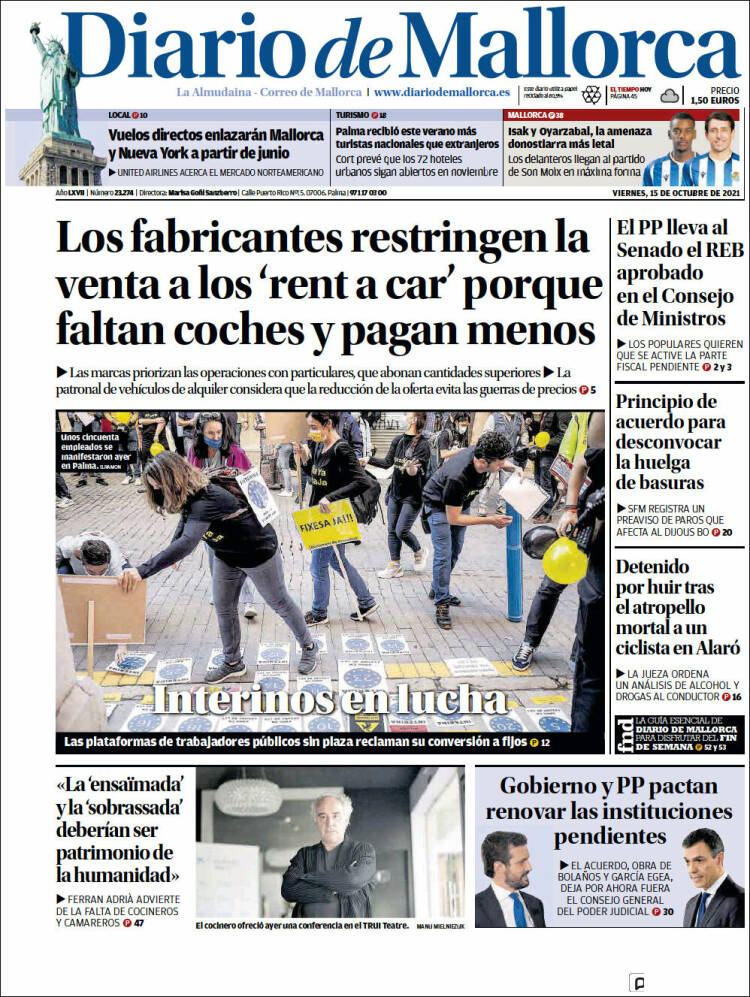 Portada de Diario de Mallorca (España)