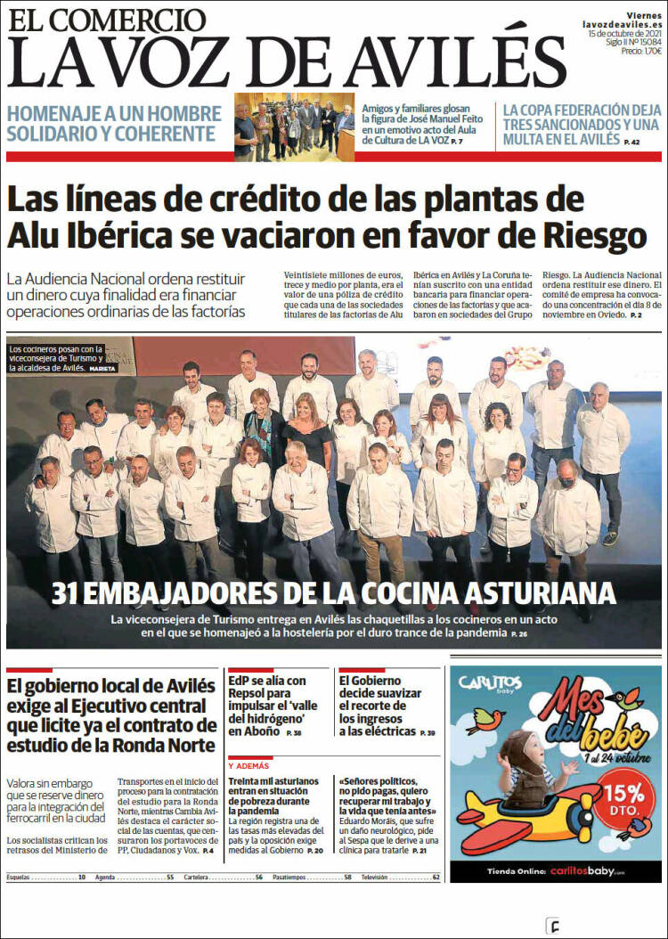 Portada de El Comercio - Avilés (España)
