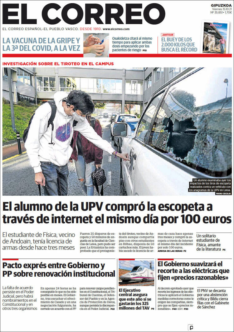 Portada de El Correo - Guipuzcoa (España)