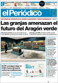 Portada de El Periódico de Aragón (España)