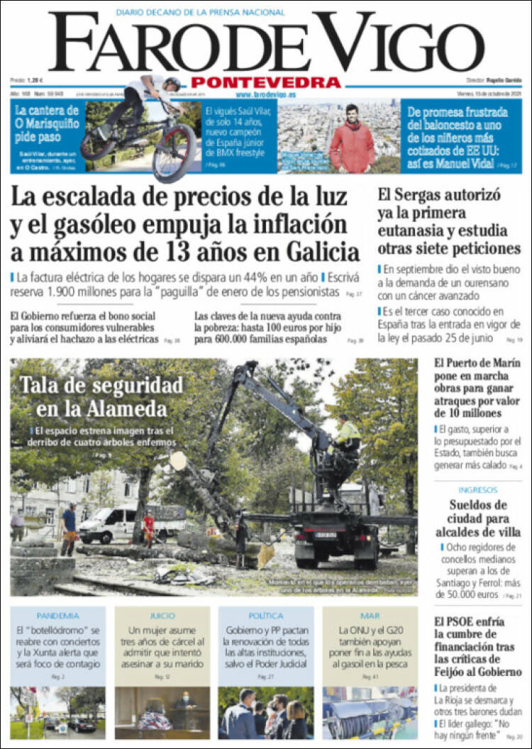 Portada de El Faro de Vigo - Pontevedra (España)