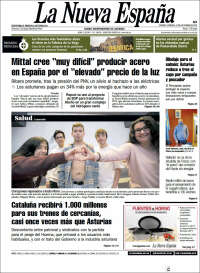 Portada de La Nueva España (España)