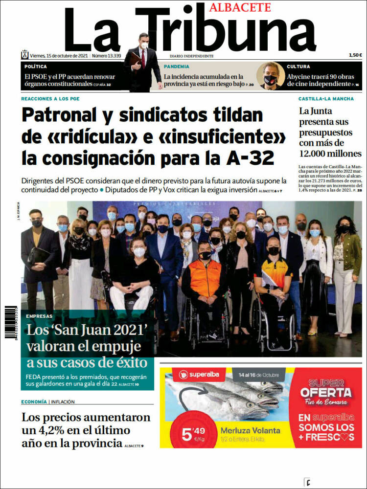 Portada de La Tribuna de Albacete (España)
