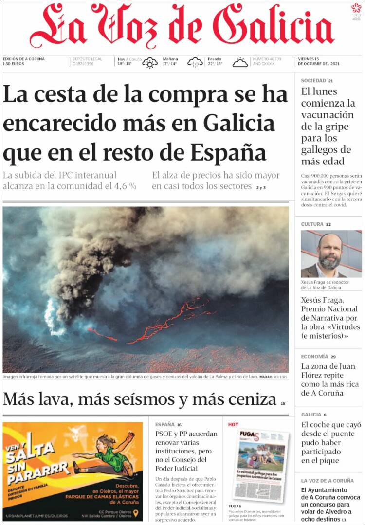 Portada de La Voz de Galicia (España)